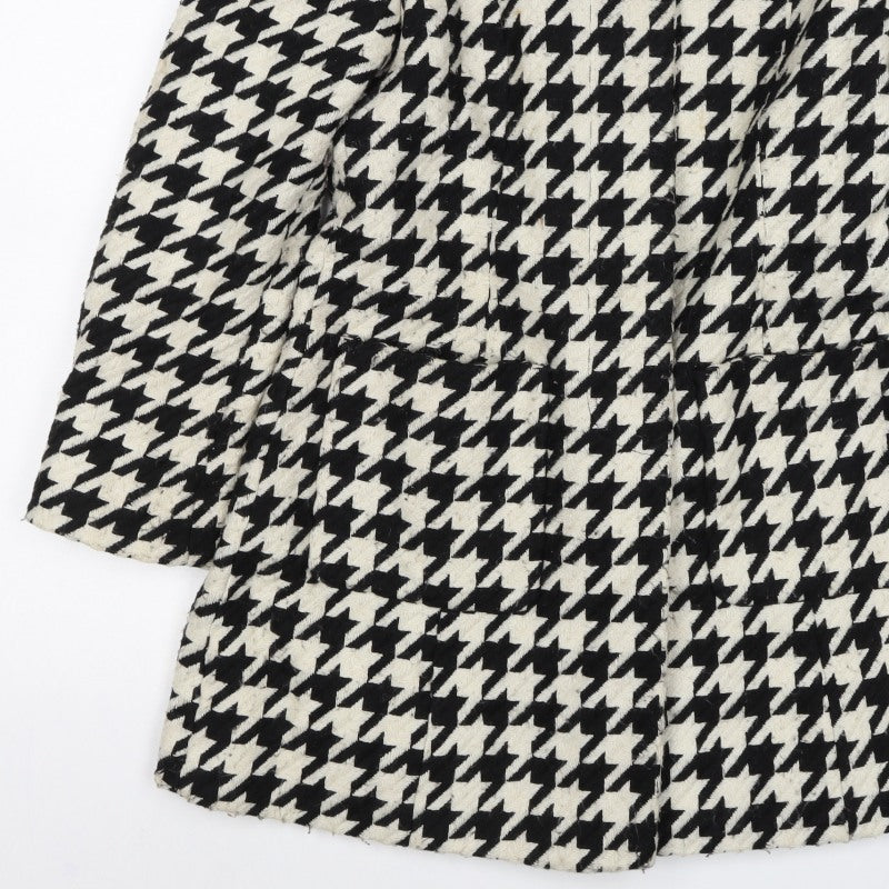 Monari Women’s Black Ivory Houndstooth Button Coat UK 10