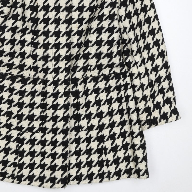 Monari Women’s Black Ivory Houndstooth Button Coat UK 10