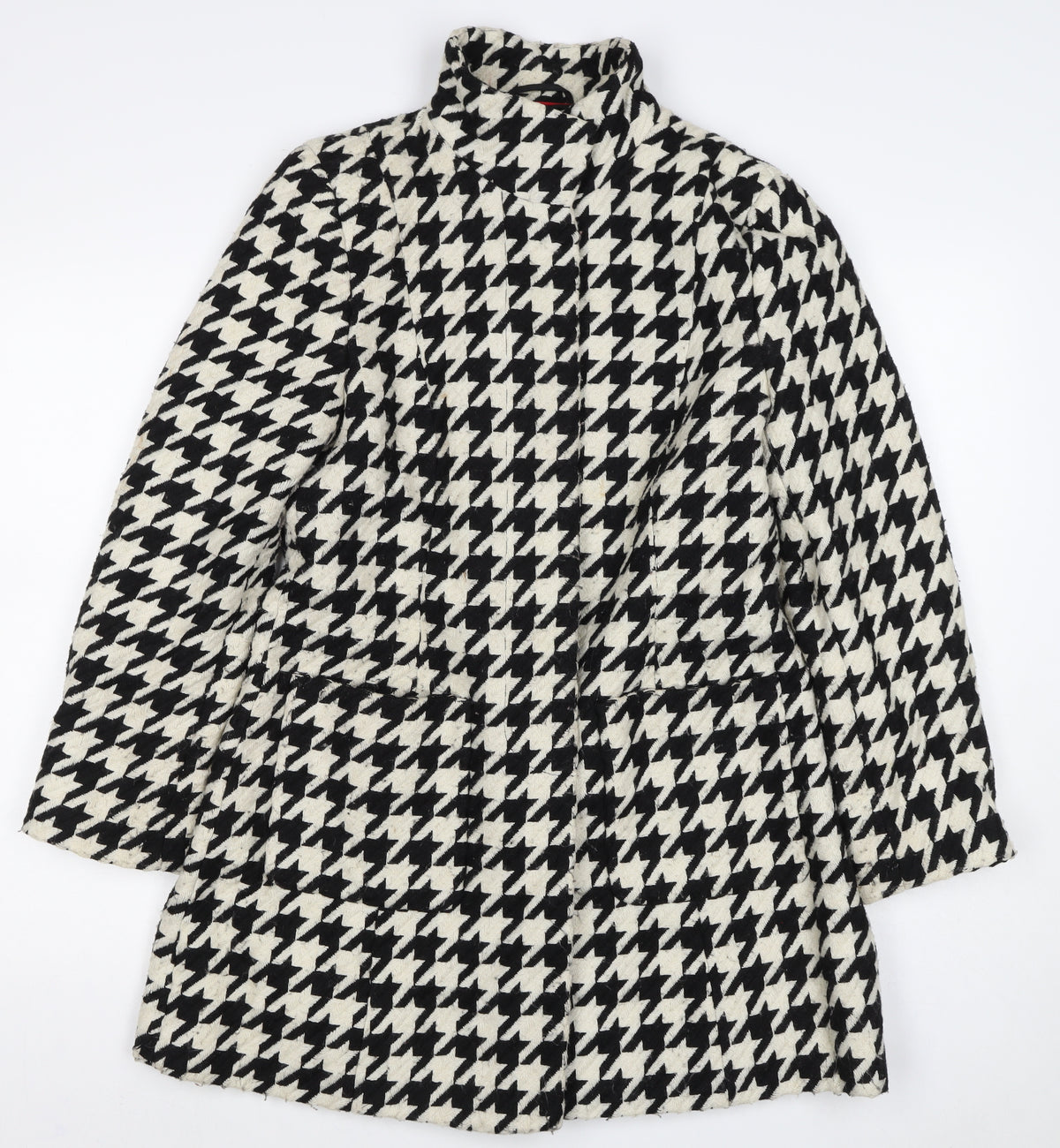Monari Women’s Black Ivory Houndstooth Button Coat UK 10