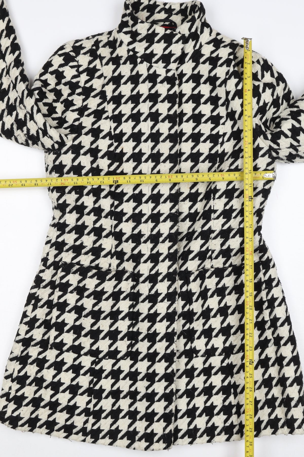 Monari Women’s Black Ivory Houndstooth Button Coat UK 10