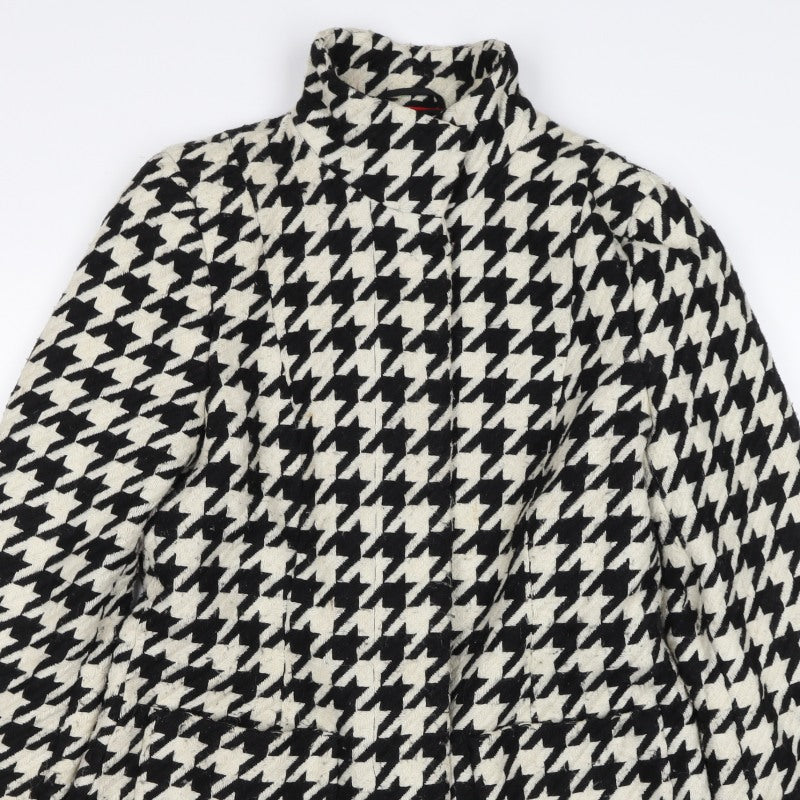 Monari Women’s Black Ivory Houndstooth Button Coat UK 10