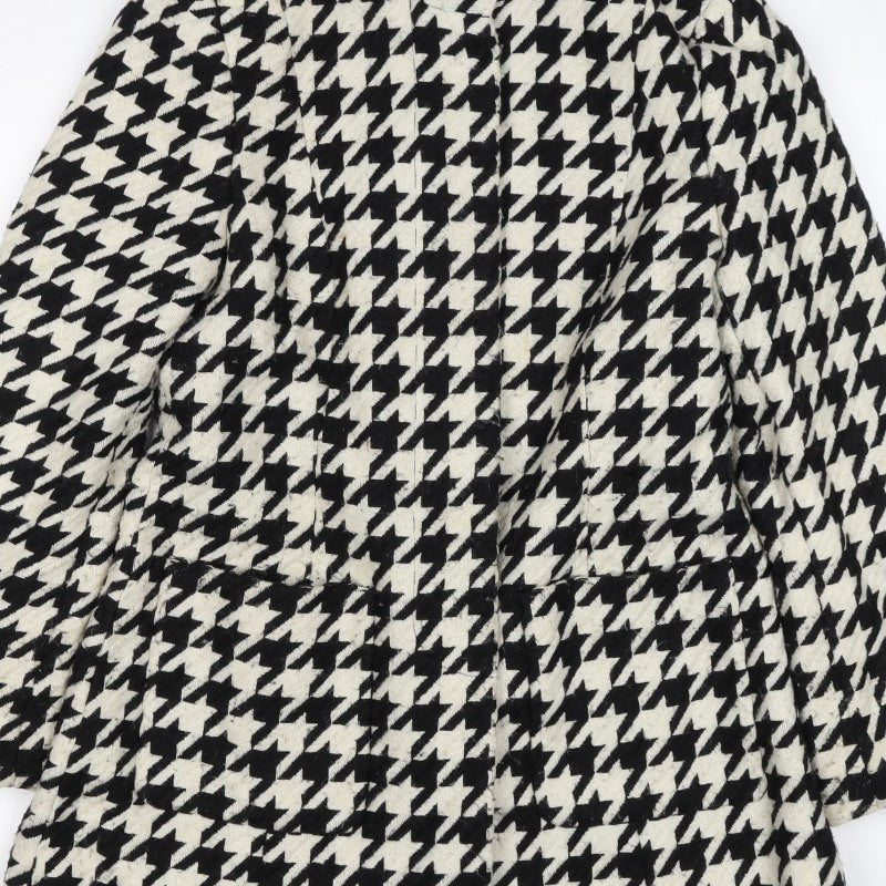 Monari Women’s Black Ivory Houndstooth Button Coat UK 10