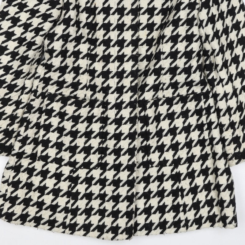 Monari Women’s Black Ivory Houndstooth Button Coat UK 10