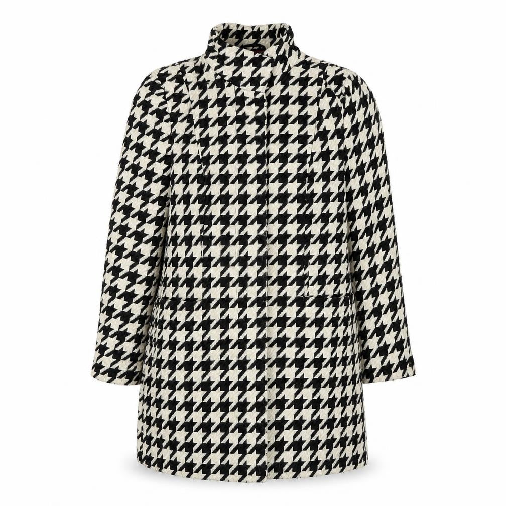 Monari Women’s Black Ivory Houndstooth Button Coat UK 10