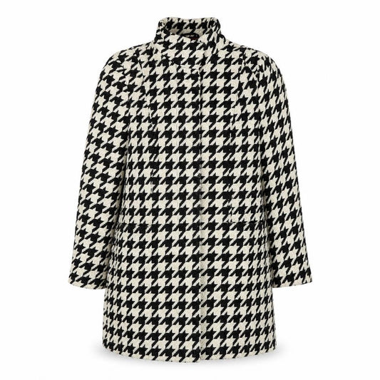 Monari Women’s Black Ivory Houndstooth Button Coat UK 10