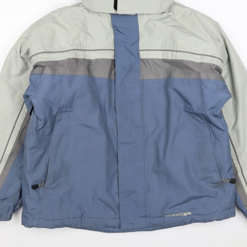Trespass Boys Blue Grey 15-16 Years Ski Jacket Hooded Waterproof