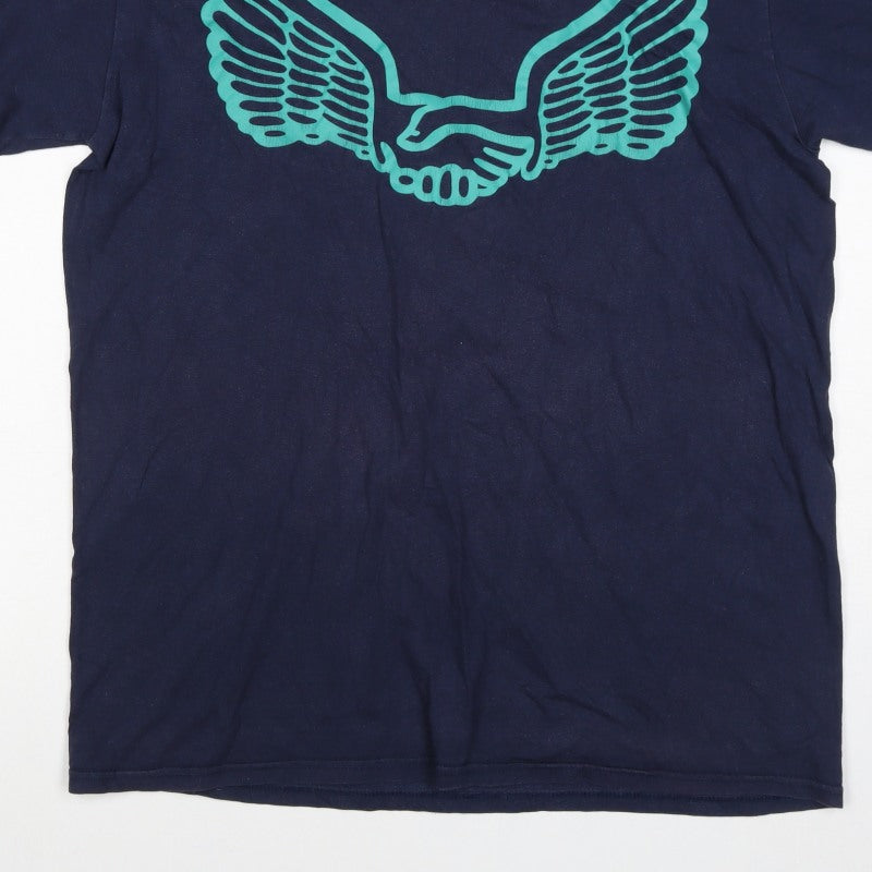 Unabomber Men’s Blue Large Wing Graphic Crew Neck T-Shirt