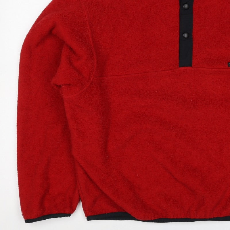 Woolrich Men's Red L Fleece Snap Pullover High Neck Sweatshirt