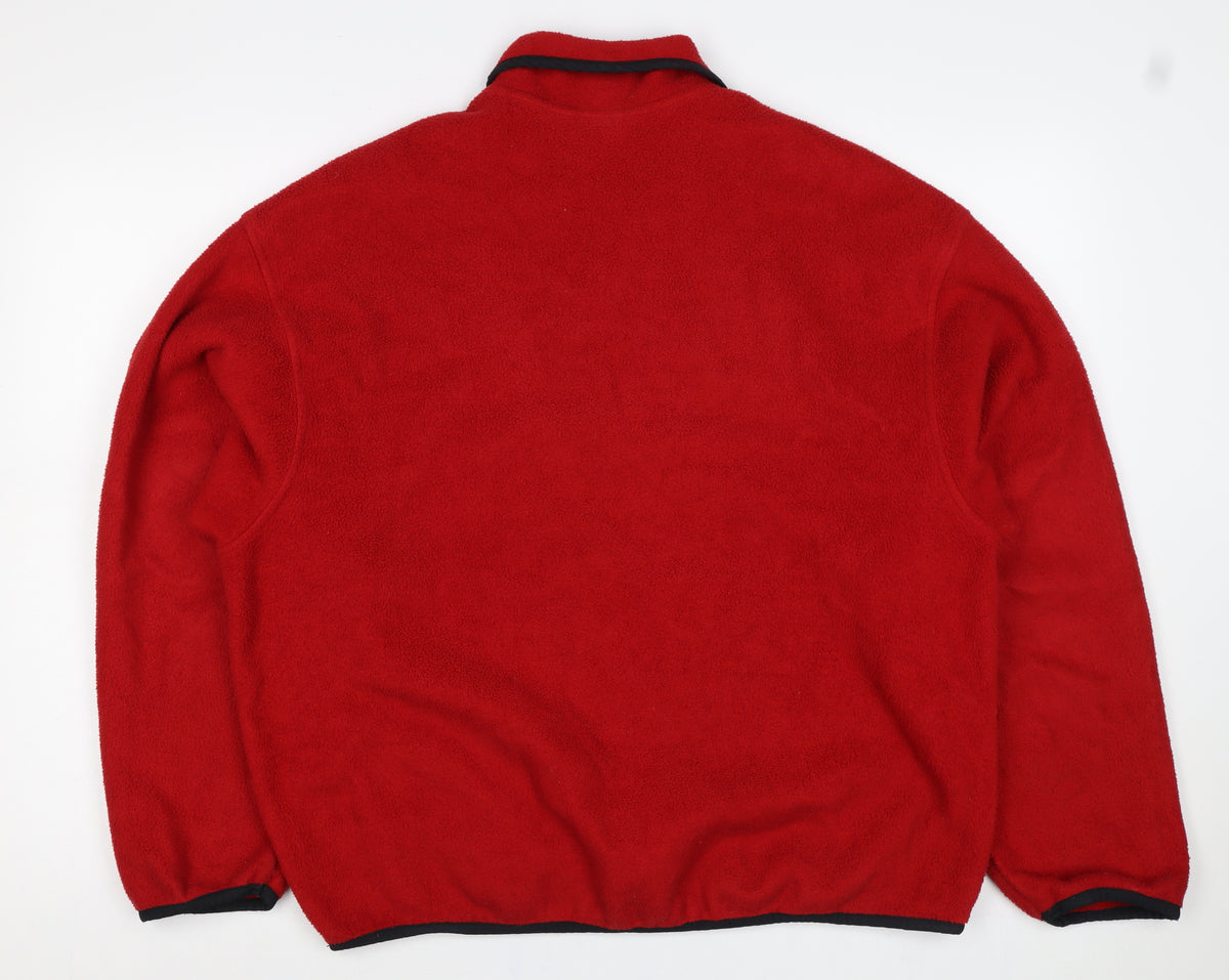 Woolrich Men's Red L Fleece Snap Pullover High Neck Sweatshirt