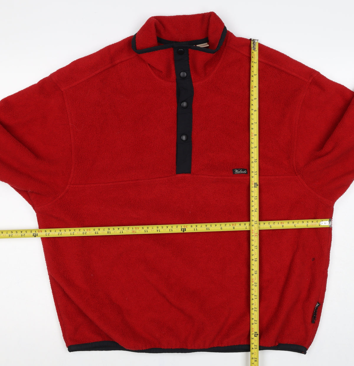 Woolrich Men's Red L Fleece Snap Pullover High Neck Sweatshirt