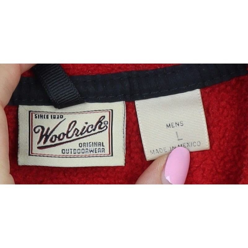 Woolrich Men's Red L Fleece Snap Pullover High Neck Sweatshirt