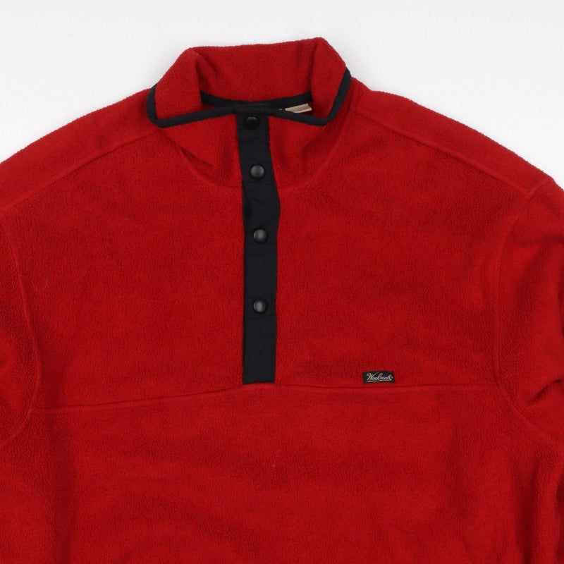Woolrich Men's Red L Fleece Snap Pullover High Neck Sweatshirt