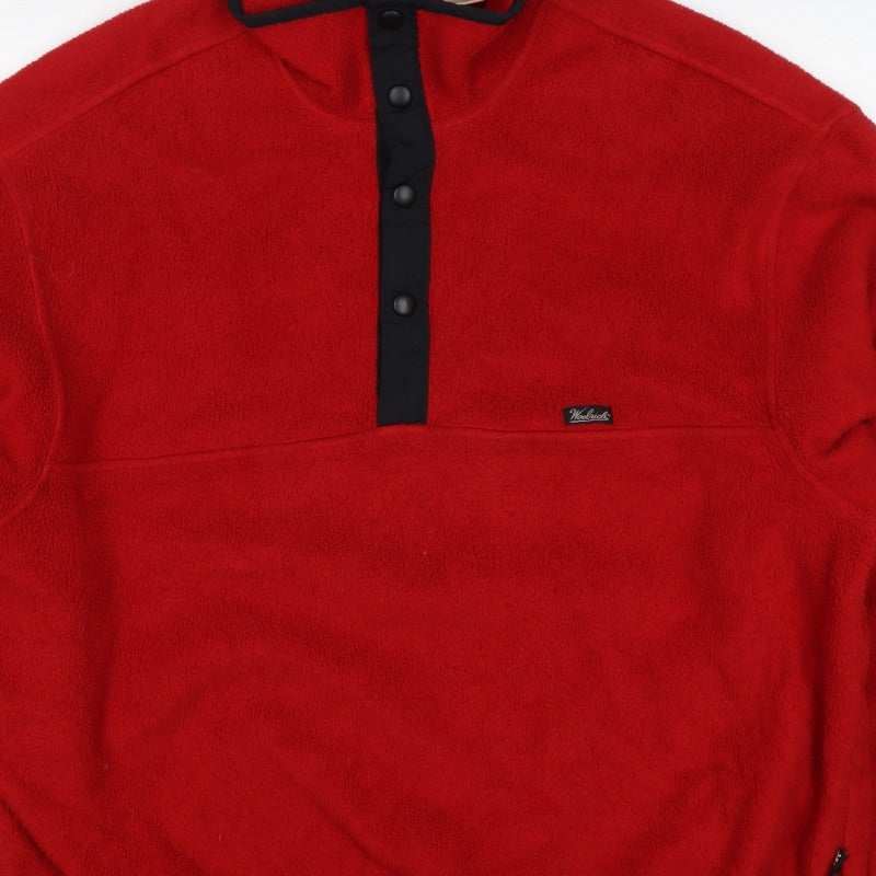 Woolrich Men's Red L Fleece Snap Pullover High Neck Sweatshirt