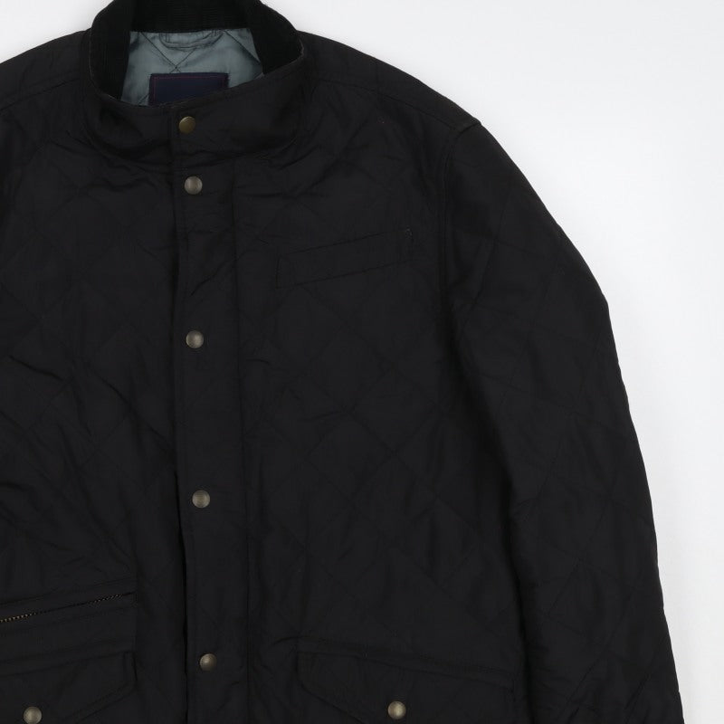 Blue Harbour Men’s Black M Quilted Jacket Corduroy Collar Zip