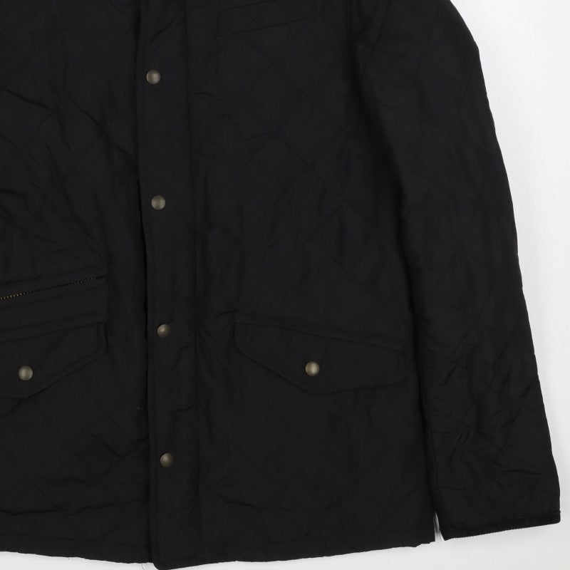 Blue Harbour Men’s Black M Quilted Jacket Corduroy Collar Zip