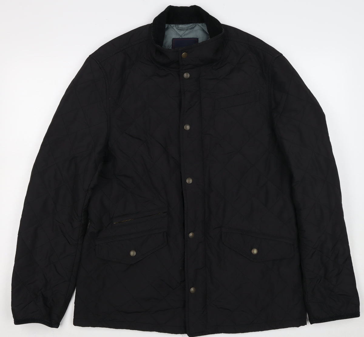 Blue Harbour Men’s Black M Quilted Jacket Corduroy Collar Zip