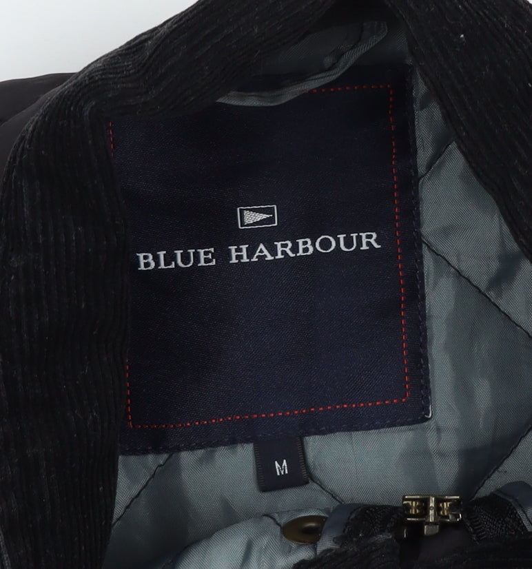 Blue Harbour Men’s Black M Quilted Jacket Corduroy Collar Zip