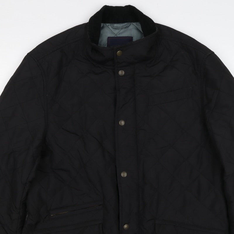Blue Harbour Men’s Black M Quilted Jacket Corduroy Collar Zip