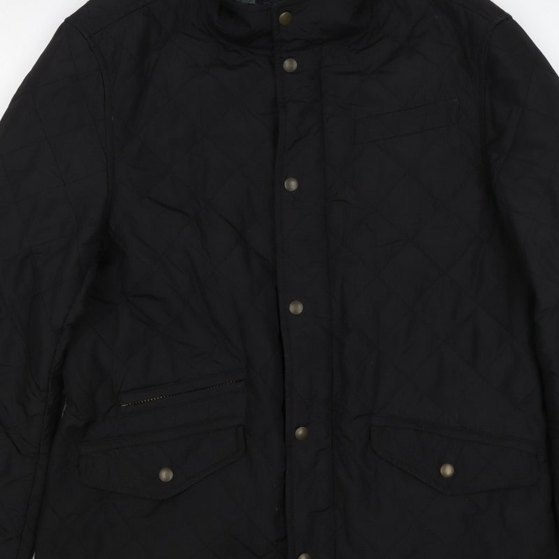 Blue Harbour Men’s Black M Quilted Jacket Corduroy Collar Zip