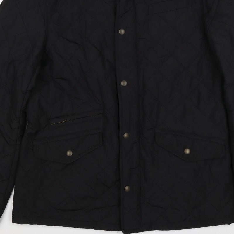 Blue Harbour Men’s Black M Quilted Jacket Corduroy Collar Zip
