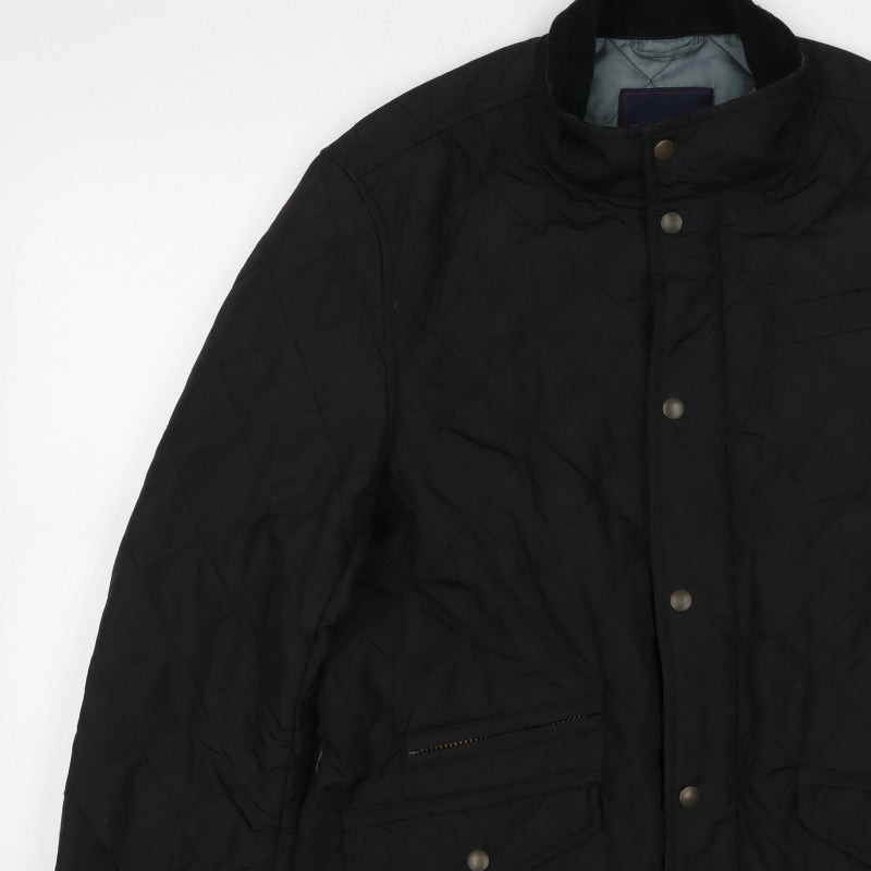 Blue Harbour Men’s Black M Quilted Jacket Corduroy Collar Zip
