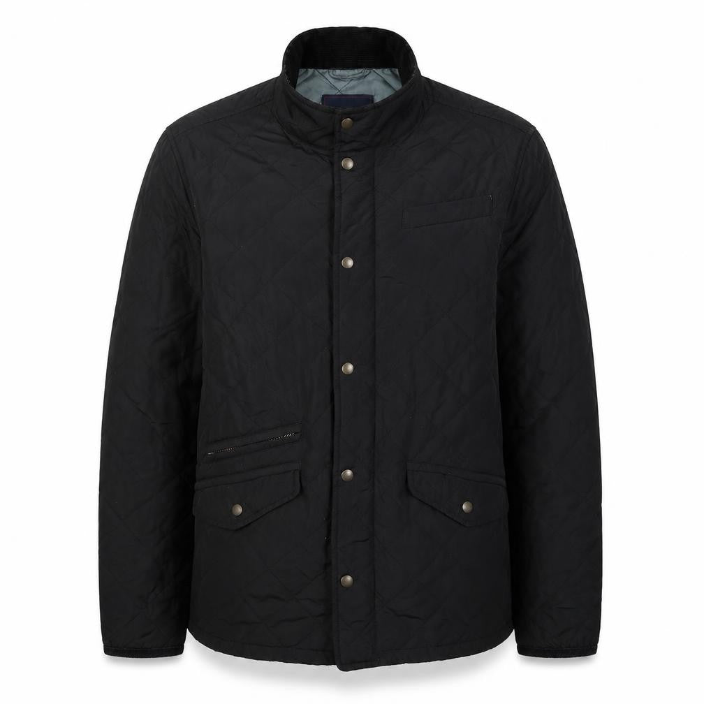 Blue Harbour Men’s Black M Quilted Jacket Corduroy Collar Zip