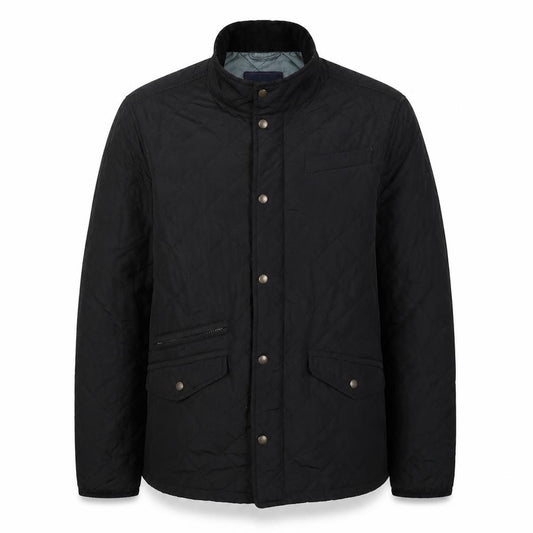 Blue Harbour Men’s Black M Quilted Jacket Corduroy Collar Zip
