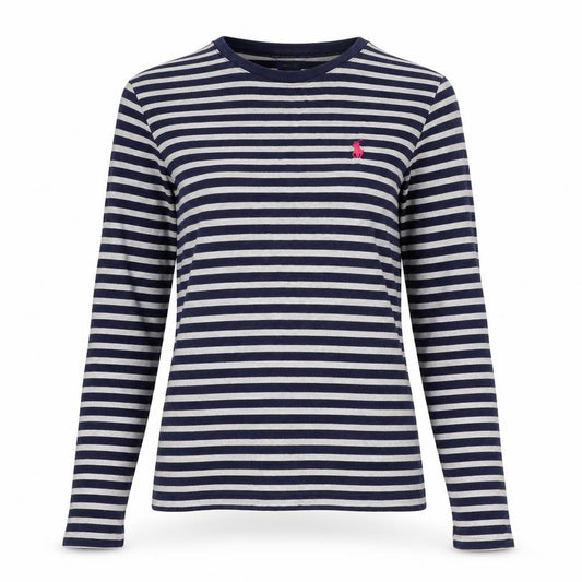 Polo Ralph Lauren Women Blue M Striped Jersey Long Sleeve T-Shirt