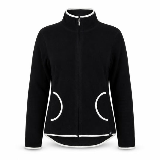 Next Women’s Black Fleece Zip Jacket UK 12 White Trim Pockets