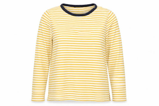 Marks and Spencer Women Yellow Striped Size 12 Ringer Long Sleeve T-Shirt