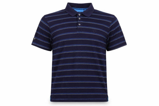Maine Golf Men’s Blue Striped Cotton Polo Shirt Size M Short Sleeve