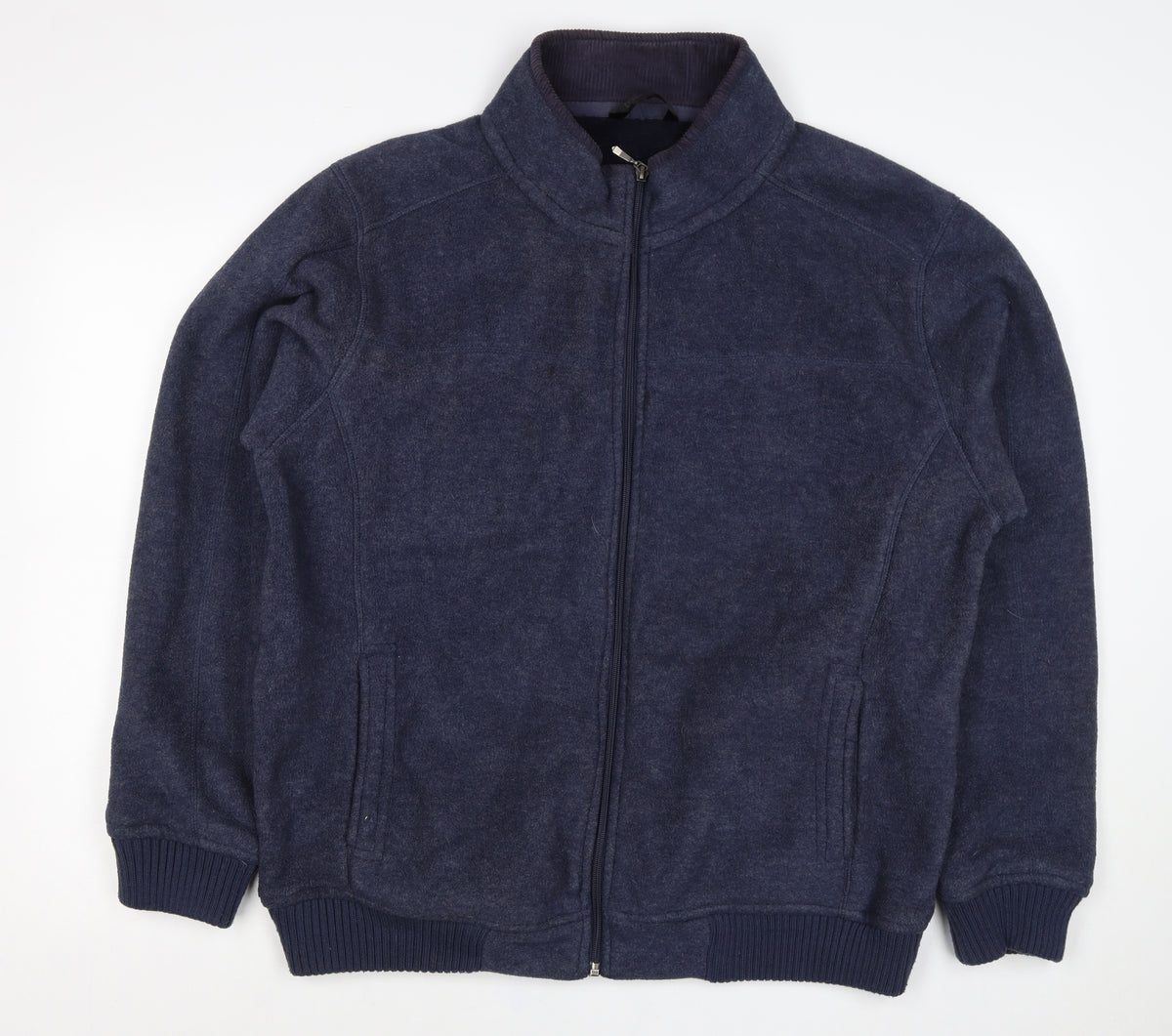 Dunnes Stores Men's Blue 2XL Wool Blend Full Zip Fleece Jacket