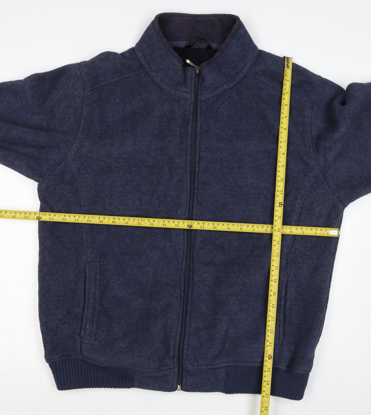 Dunnes Stores Men's Blue 2XL Wool Blend Full Zip Fleece Jacket
