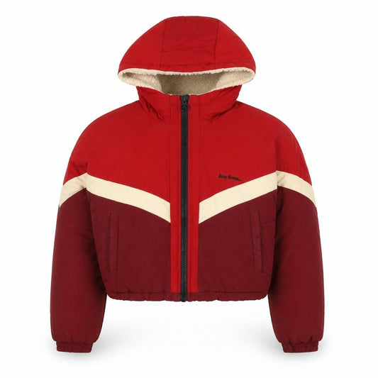 Urban Outfitters Women Red S Hooded Puffer Jacket Sherpa Lined