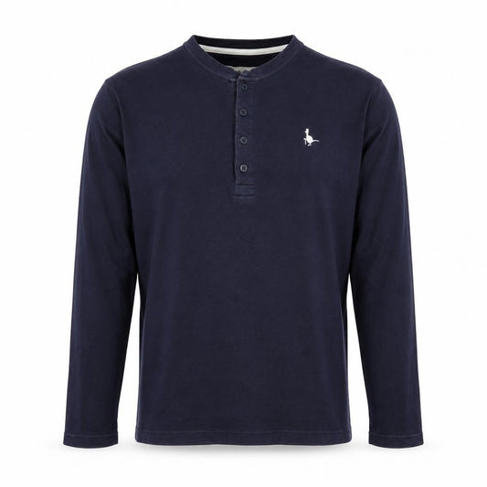 Jack Wills Men's Navy Size S Long Sleeve Henley Logo T-Shirt