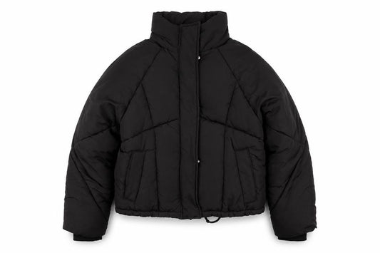 Topshop Women Black UK 10 Short Puffer Jacket Quilted Insulated