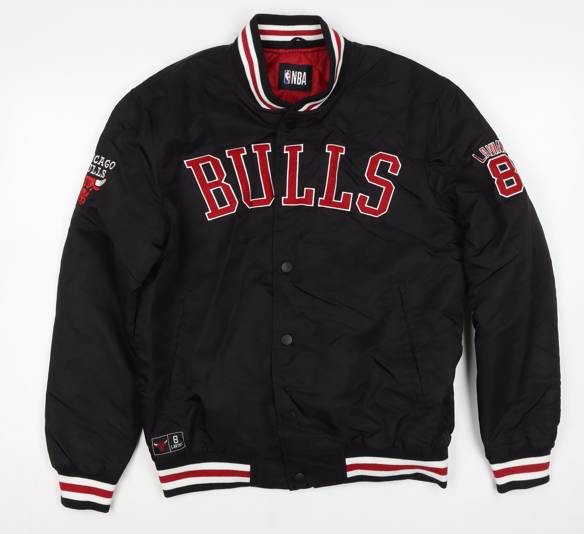 NBA Chicago Bulls Men’s Black XS Varsity Bomber Jacket Padded