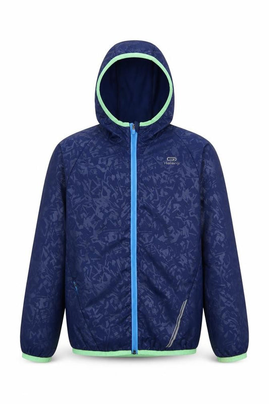 Kalenji Boys Blue Geometric Hooded Windbreaker Jacket 8-9 Years