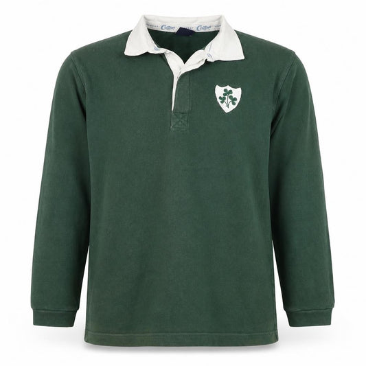 Cotton Traders Boys Green 11-12 Years Long Sleeve Rugby Jersey Polo