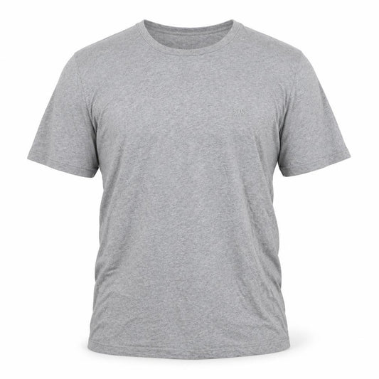 Hugo Boss Men's Grey L Logo Crew Neck Cotton Short Sleeve T-Shirt