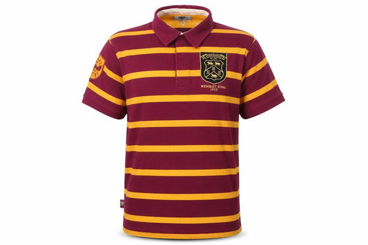 Ellis Rugby Men's 2XL Burgundy Yellow Striped Huddersfield Rugby Polo