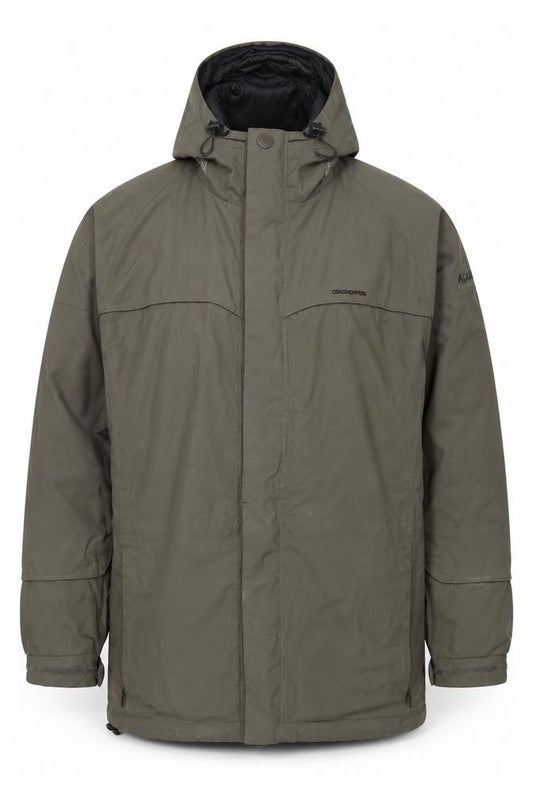 Craghoppers Men's Green L AquaDry Hooded Waterproof Rain Jacket
