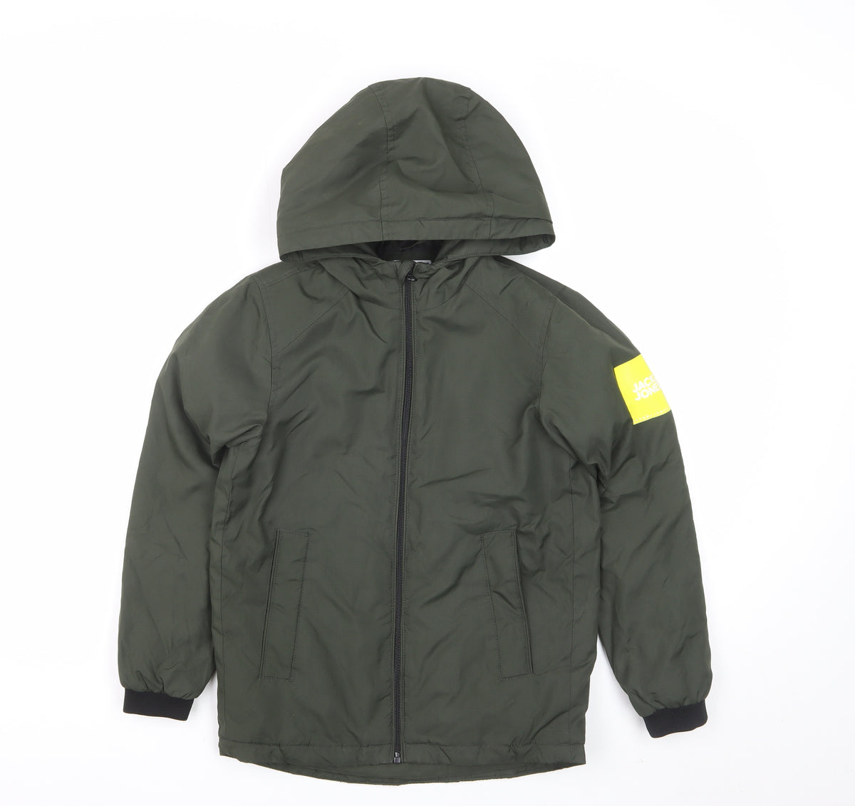 Jack & Jones Boys Green Hooded Padded Jacket 9-10 Years Full Zip