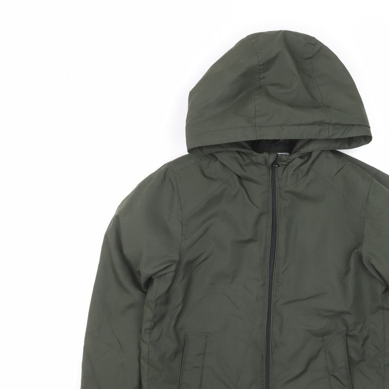 Jack & Jones Boys Green Hooded Padded Jacket 9-10 Years Full Zip
