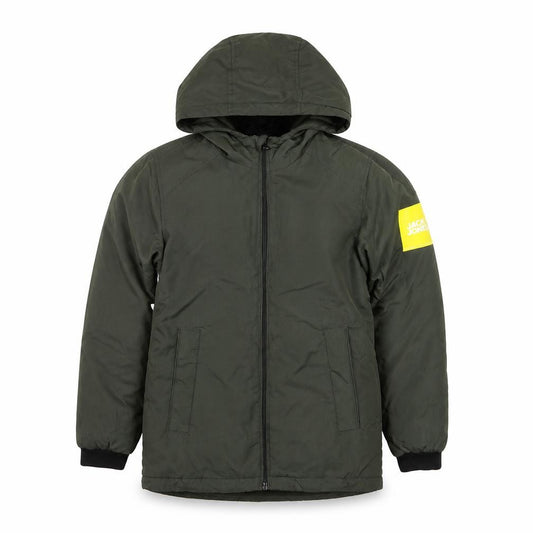 Jack & Jones Boys Green Hooded Padded Jacket 9-10 Years Full Zip