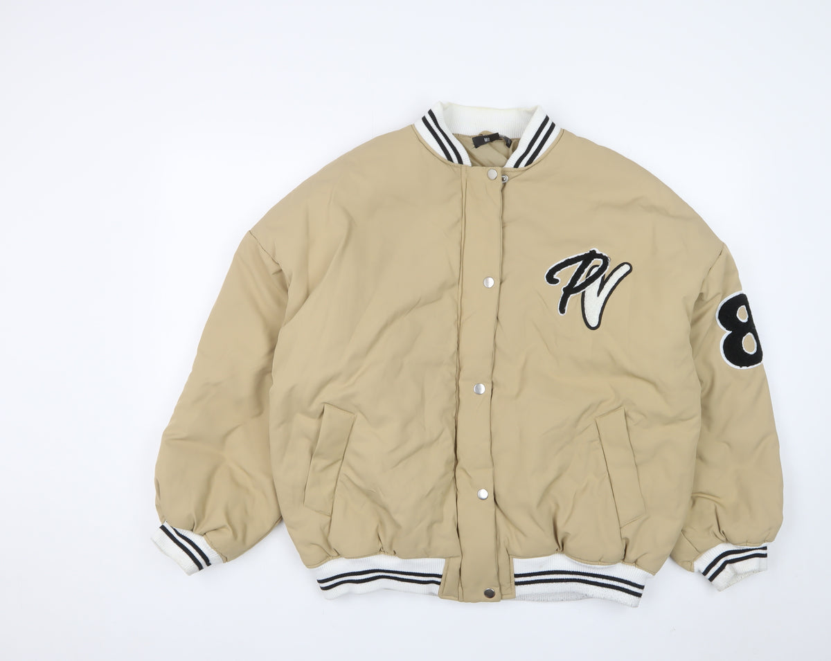 Missguided Women’s Beige UK 6 Padded Varsity Bomber Jacket
