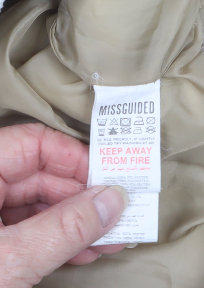 Missguided Women’s Beige UK 6 Padded Varsity Bomber Jacket