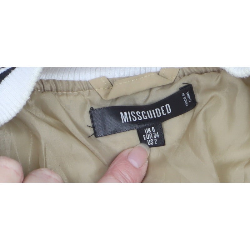 Missguided Women’s Beige UK 6 Padded Varsity Bomber Jacket