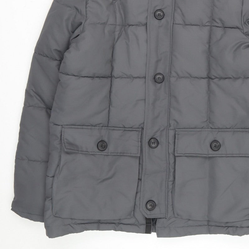 Primark Men’s Grey M Insulated Hooded Puffer Jacket Water Resistant