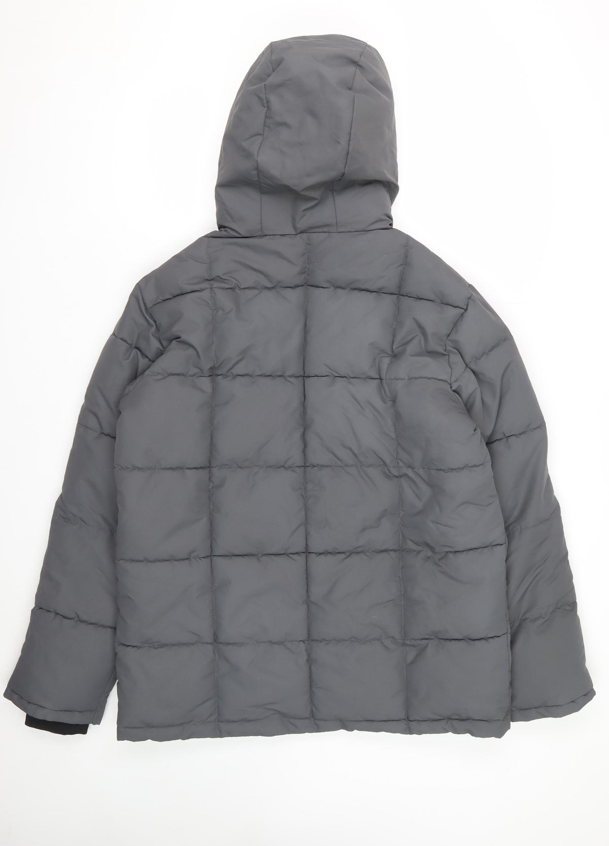Primark Men’s Grey M Insulated Hooded Puffer Jacket Water Resistant